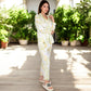 Printed Gauze Pajama Set with Button-Up Shirt and Relaxed Fit Pants