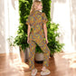 Floral Print Short Sleeve Pajama Set with Button-Up Top and Piping Details