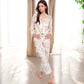 Toile Print Button-Up Long Pajama Set