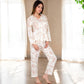 Toile Print Button-Up Long Pajama Set