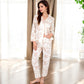 Toile Print Button-Up Long Pajama Set