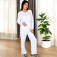 V-Neck Top and Wide-Leg Pant Set in Soft Waffle Knit