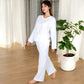 V-Neck Top and Wide-Leg Pant Set in Soft Waffle Knit