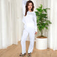 V-Neck Top and Wide-Leg Pant Set in Soft Waffle Knit