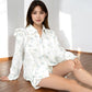 Floral Ruffled Button-Down Shirt and Shorts Set