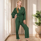 Wrap Top and Wide-Leg Pants Set with Tie Waist