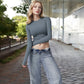 Long Sleeve Cropped Crew Neck Top