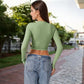 Long Sleeve Cropped Crew Neck Top