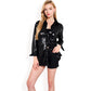 Sequin Button-Down Shirt Dress with Long Sleeves