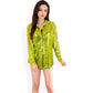 Sequin Button-Down Shirt Dress with Long Sleeves