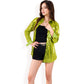 Sequin Button-Down Shirt Dress with Long Sleeves
