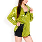Sequin Button-Down Shirt Dress with Long Sleeves