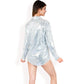 Sequin Button-Down Shirt Dress with Long Sleeves