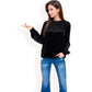 Velvet Long Sleeve Top with Puff Shoulders