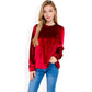Velvet Long Sleeve Top with Puff Shoulders