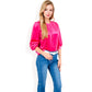 Velvet Long Sleeve Top with Puff Shoulders