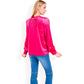 Velvet Long Sleeve Top with Puff Shoulders