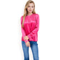 Velvet Long Sleeve Top with Puff Shoulders