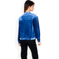 Button-Up Velvet Jacket with Chest Pockets