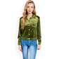 Button-Up Velvet Jacket with Chest Pockets