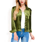 Button-Up Velvet Jacket with Chest Pockets