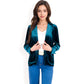 Velvet Blazer With Notch Collar And Front Pockets
