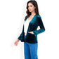 Velvet Blazer With Notch Collar And Front Pockets