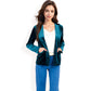 Velvet Blazer With Notch Collar And Front Pockets