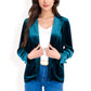 Velvet Blazer With Notch Collar And Front Pockets