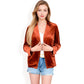Velvet Blazer With Notch Collar And Front Pockets
