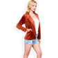 Velvet Blazer With Notch Collar And Front Pockets