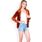 Velvet Blazer With Notch Collar And Front Pockets