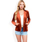 Velvet Blazer With Notch Collar And Front Pockets