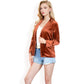 Velvet Blazer With Notch Collar And Front Pockets