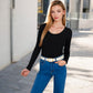 Long Sleeve Scoop Neck Stretch Knit Top