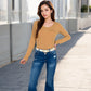 Long Sleeve Scoop Neck Stretch Knit Top