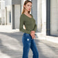 Long Sleeve Scoop Neck Stretch Knit Top