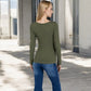 Long Sleeve Scoop Neck Stretch Knit Top