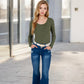 Long Sleeve Scoop Neck Stretch Knit Top