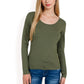 Long Sleeve Scoop Neck Stretch Knit Top