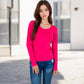 Long Sleeve Scoop Neck Stretch Knit Top