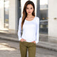 Long Sleeve Scoop Neck Stretch Knit Top