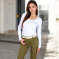 Long Sleeve Scoop Neck Stretch Knit Top