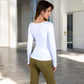 Long Sleeve Scoop Neck Stretch Knit Top