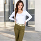 Long Sleeve Scoop Neck Stretch Knit Top