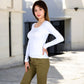 Long Sleeve Scoop Neck Stretch Knit Top