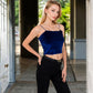 Velvet Spaghetti Strap Cropped Cami Top