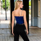 Velvet Spaghetti Strap Cropped Cami Top