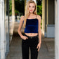 Velvet Spaghetti Strap Cropped Cami Top