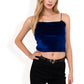 Velvet Spaghetti Strap Cropped Cami Top